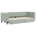vidaXL Pat de zi cu extensie și sertare, gri deschis 80x200 cm catifea