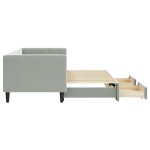 vidaXL Pat de zi cu extensie și sertare, gri deschis 80x200 cm catifea