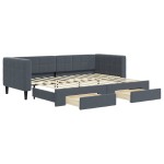vidaXL Pat de zi cu extensie și sertare gri închis 80x200 cm catifea vidaXL Pat de zi cu extensie și sertare gri închis 80x200 cm catifea