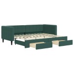 vidaXL Pat de zi cu extensie și sertare verde închis 80x200 cm catifea
