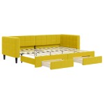 vidaXL Pat de zi cu extensie și sertare, galben, 80x200 cm, catifea vidaXL Pat de zi cu extensie și sertare, galben, 80x200 cm, catifea