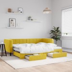 vidaXL Pat de zi cu extensie și sertare, galben, 80x200 cm, catifea vidaXL Pat de zi cu extensie și sertare, galben, 80x200 cm, catifea
