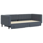 vidaXL Pat de zi cu extensie și sertare gri închis 90x200 cm catifea