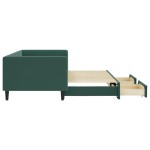 vidaXL Pat de zi cu extensie și sertare verde închis 90x200 cm catifea