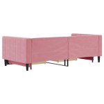 vidaXL Pat de zi cu extensie și sertare, roz, 90x200 cm, catifea vidaXL Pat de zi cu extensie și sertare, roz, 90x200 cm, catifea