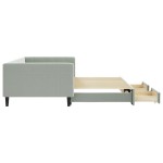 vidaXL Pat de zi cu extensie și sertare gri deschis 100x200 cm catifea