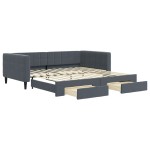 vidaXL Pat de zi cu extensie și sertare gri închis 100x200cm catifea