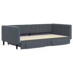 vidaXL Pat de zi cu extensie și sertare gri închis 100x200cm catifea