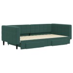vidaXL Pat de zi cu extensie și sertare verde închis 100x200cm catifea