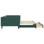 vidaXL Pat de zi cu extensie și sertare verde închis 100x200cm catifea