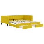 vidaXL Pat de zi cu extensie și sertare, galben, 100x200 cm, catifea vidaXL Pat de zi cu extensie și sertare, galben, 100x200 cm, catifea