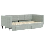 vidaXL Pat de zi cu extensie și sertare, gri deschis 90x190 cm catifea