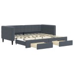 vidaXL Pat de zi cu extensie și sertare, gri închis, 90x190cm catifea