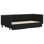 vidaXL Pat de zi cu extensie și sertare, negru, 90x190 cm, catifea vidaXL Pat de zi cu extensie și sertare, negru, 90x190 cm, catifea