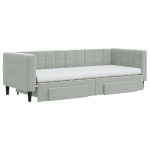 vidaXL Pat de zi cu extensie și sertare, gri deschis 80x200 cm catifea