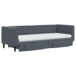 vidaXL Pat de zi cu extensie și sertare gri închis 80x200 cm catifea