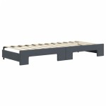 vidaXL Pat de zi cu extensie și sertare gri închis 80x200 cm catifea