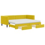 vidaXL Pat de zi cu extensie și sertare, galben, 80x200 cm, catifea vidaXL Pat de zi cu extensie și sertare, galben, 80x200 cm, catifea