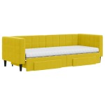 vidaXL Pat de zi cu extensie și sertare, galben, 80x200 cm, catifea vidaXL Pat de zi cu extensie și sertare, galben, 80x200 cm, catifea