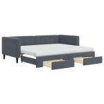 vidaXL Pat de zi cu extensie și sertare gri închis 90x200 cm catifea vidaXL Pat de zi cu extensie și sertare gri închis 90x200 cm catifea