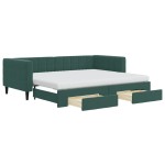 vidaXL Pat de zi cu extensie și sertare verde închis 90x200 cm catifea