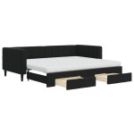 vidaXL Pat de zi cu extensie și sertare, negru, 90x200 cm, catifea vidaXL Pat de zi cu extensie și sertare, negru, 90x200 cm, catifea