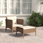 vidaXL Set șezlong de grădină cu perne, 2 piese, maro, poliratan vidaXL Set șezlong de grădină cu perne, 2 piese, maro, poliratan