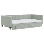vidaXL Pat de zi cu extensie și sertare gri deschis 100x200 cm catifea
