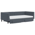 vidaXL Pat de zi cu extensie și sertare gri închis 100x200cm catifea