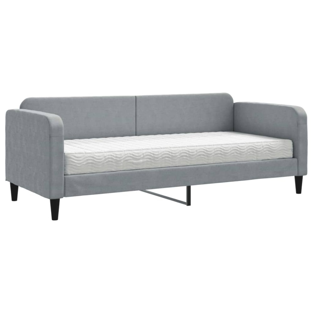 vidaXL Pat de zi cu saltea, gri deschis, 80x200 cm, textil