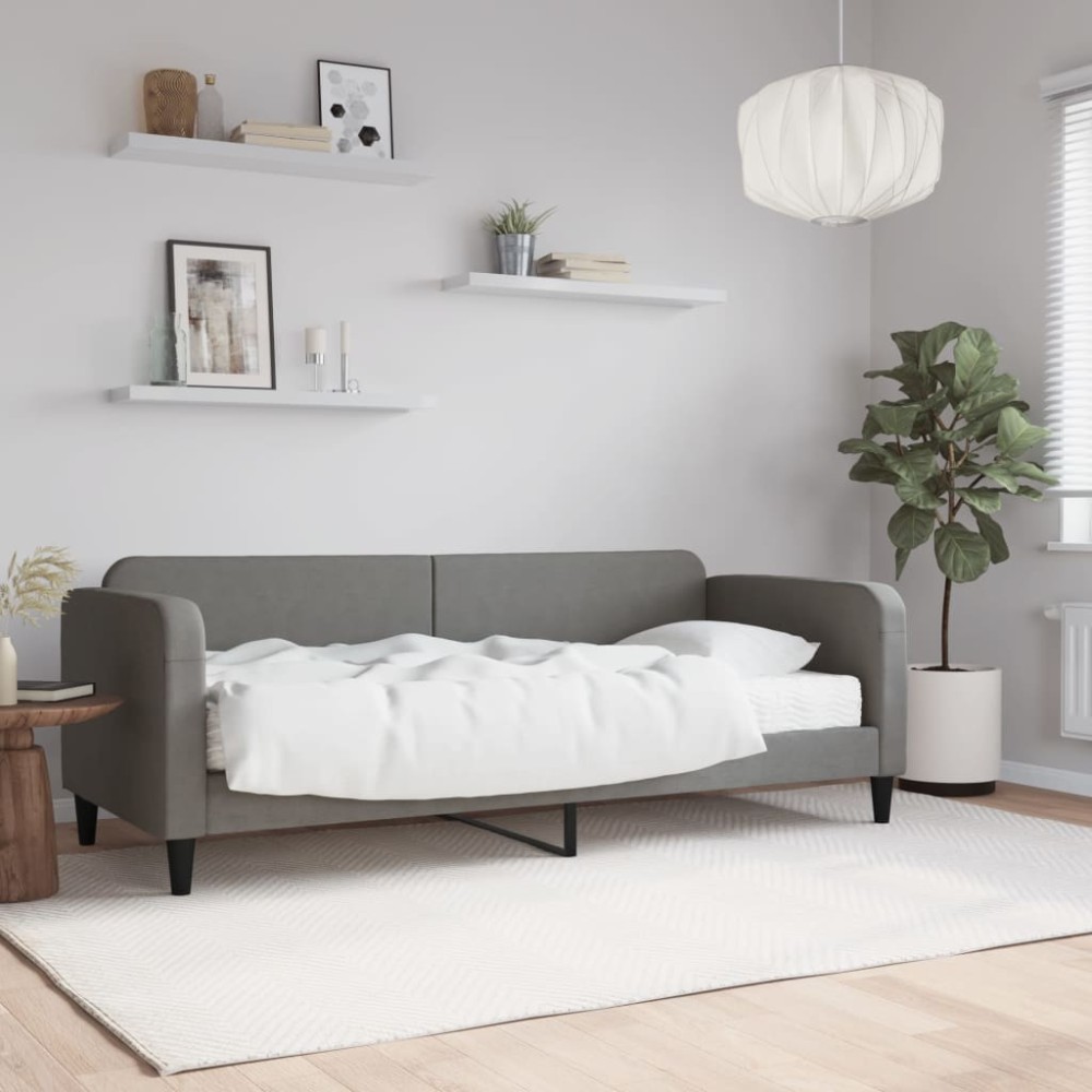 vidaXL Pat de zi cu saltea, gri închis, 80x200 cm, textil