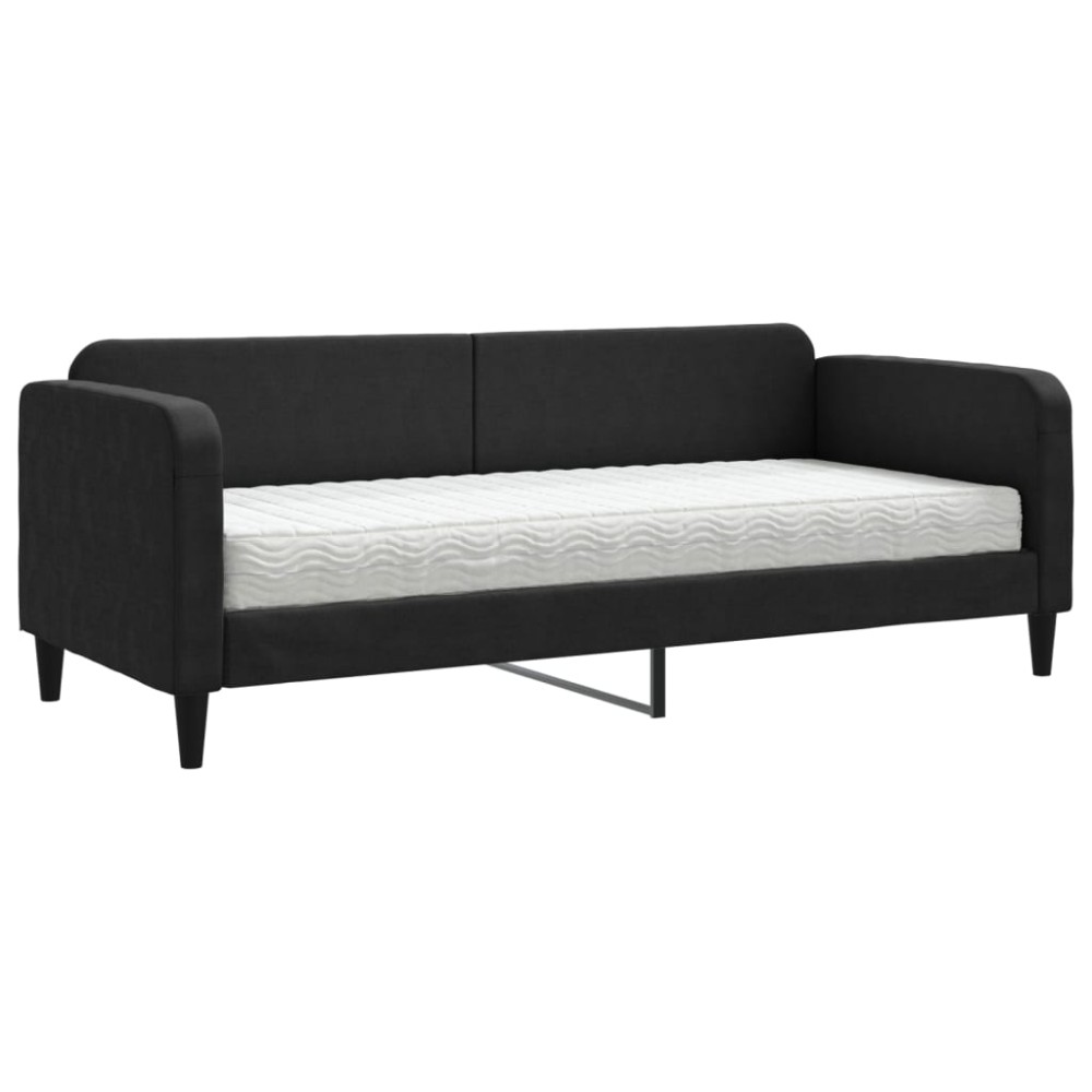 vidaXL Pat de zi cu saltea, negru, 80x200 cm, textil