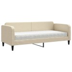 vidaXL Pat de zi cu saltea, crem, 80x200 cm, textil