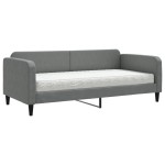 vidaXL Pat de zi cu saltea, gri închis, 90x200 cm, textil