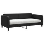vidaXL Pat de zi cu saltea, negru, 90x200 cm, textil