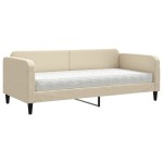 vidaXL Pat de zi cu saltea, crem, 90x200 cm, textil
