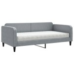 vidaXL Pat de zi cu saltea, gri deschis, 100x200 cm, textil