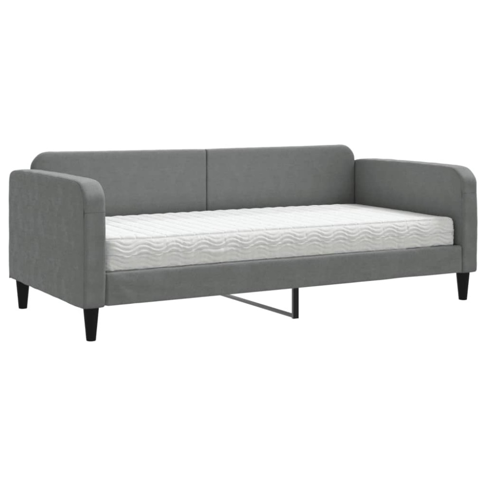 vidaXL Pat de zi cu saltea, gri închis, 90x190 cm, textil