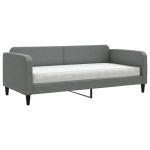 vidaXL Pat de zi cu saltea, gri închis, 90x190 cm, textil vidaXL Pat de zi cu saltea, gri închis, 90x190 cm, textil