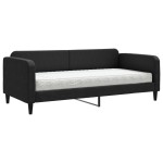 vidaXL Pat de zi cu saltea, negru, 90x190 cm, textil