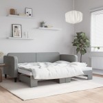 vidaXL Pat de zi cu extensie, gri deschis, 80x200 cm, textil vidaXL Pat de zi cu extensie, gri deschis, 80x200 cm, textil