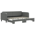 vidaXL Pat de zi cu extensie, gri închis, 80x200 cm, textil