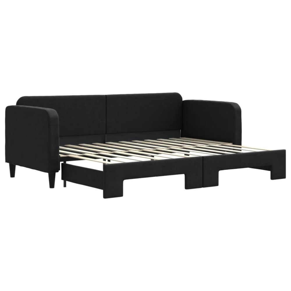 vidaXL Pat de zi cu extensie, negru, 80x200 cm, textil