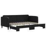 vidaXL Pat de zi cu extensie, negru, 80x200 cm, textil vidaXL Pat de zi cu extensie, negru, 80x200 cm, textil