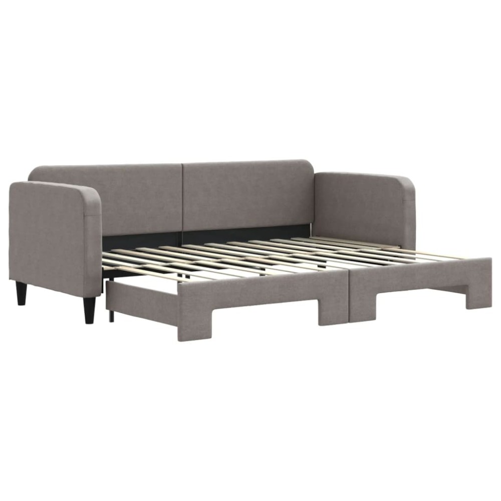 vidaXL Pat de zi cu extensie, gri taupe, 80x200 cm, textil