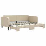 vidaXL Pat de zi cu extensie, crem, 80x200 cm, textil vidaXL Pat de zi cu extensie, crem, 80x200 cm, textil