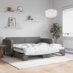 vidaXL Pat de zi cu extensie, gri închis, 90x200 cm, textil vidaXL Pat de zi cu extensie, gri închis, 90x200 cm, textil