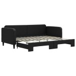 vidaXL Pat de zi cu extensie, negru, 90x200 cm, textil