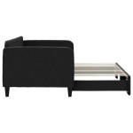 vidaXL Pat de zi cu extensie, negru, 90x200 cm, textil