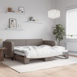 vidaXL Pat de zi cu extensie, gri taupe, 90x200 cm, textil